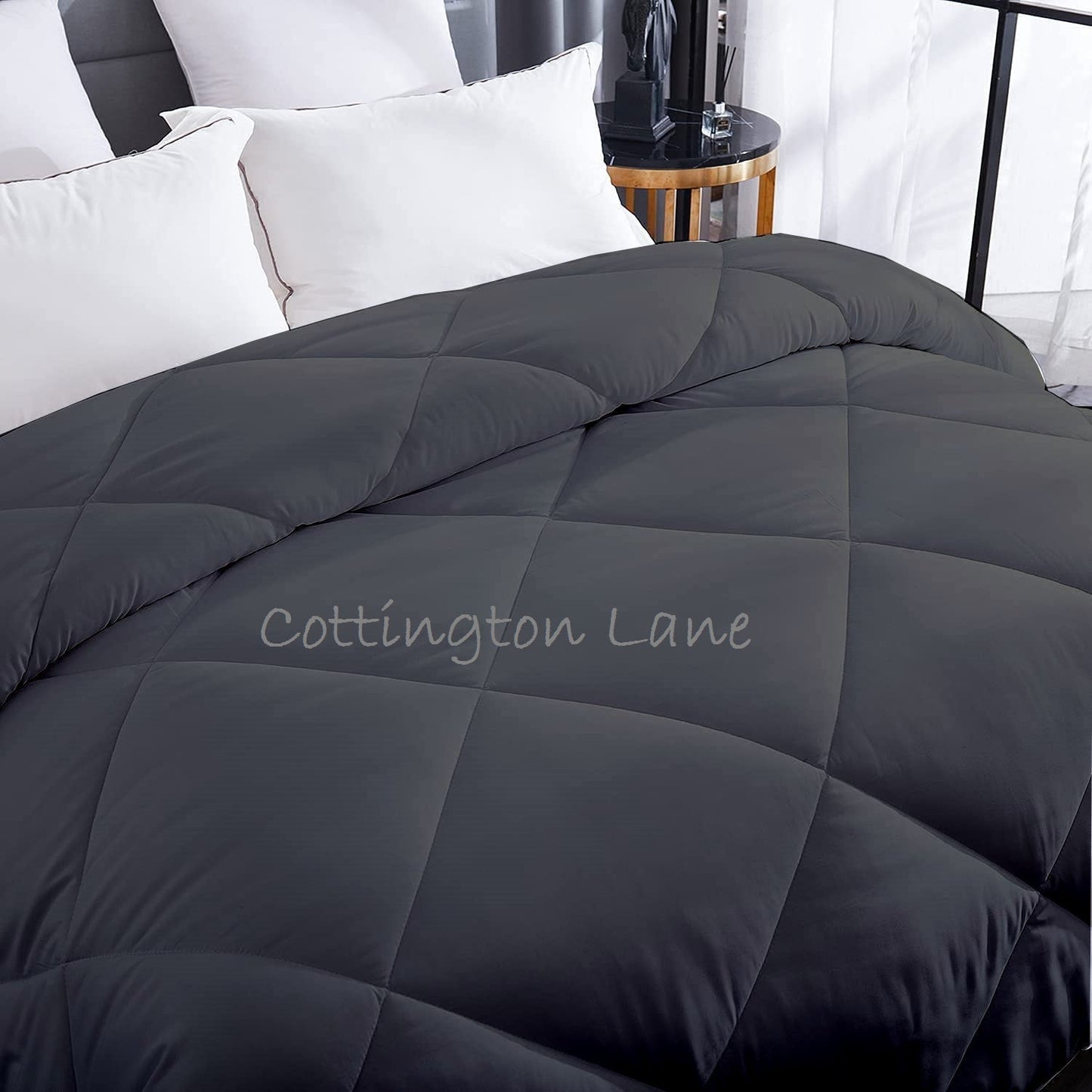 Luxurious Down Alternative Comforter | All Season Warmth Down 1 PC Comforter Set | 100% Microfiber Cover | Down Fiber Duvet Insert | Dark Grey