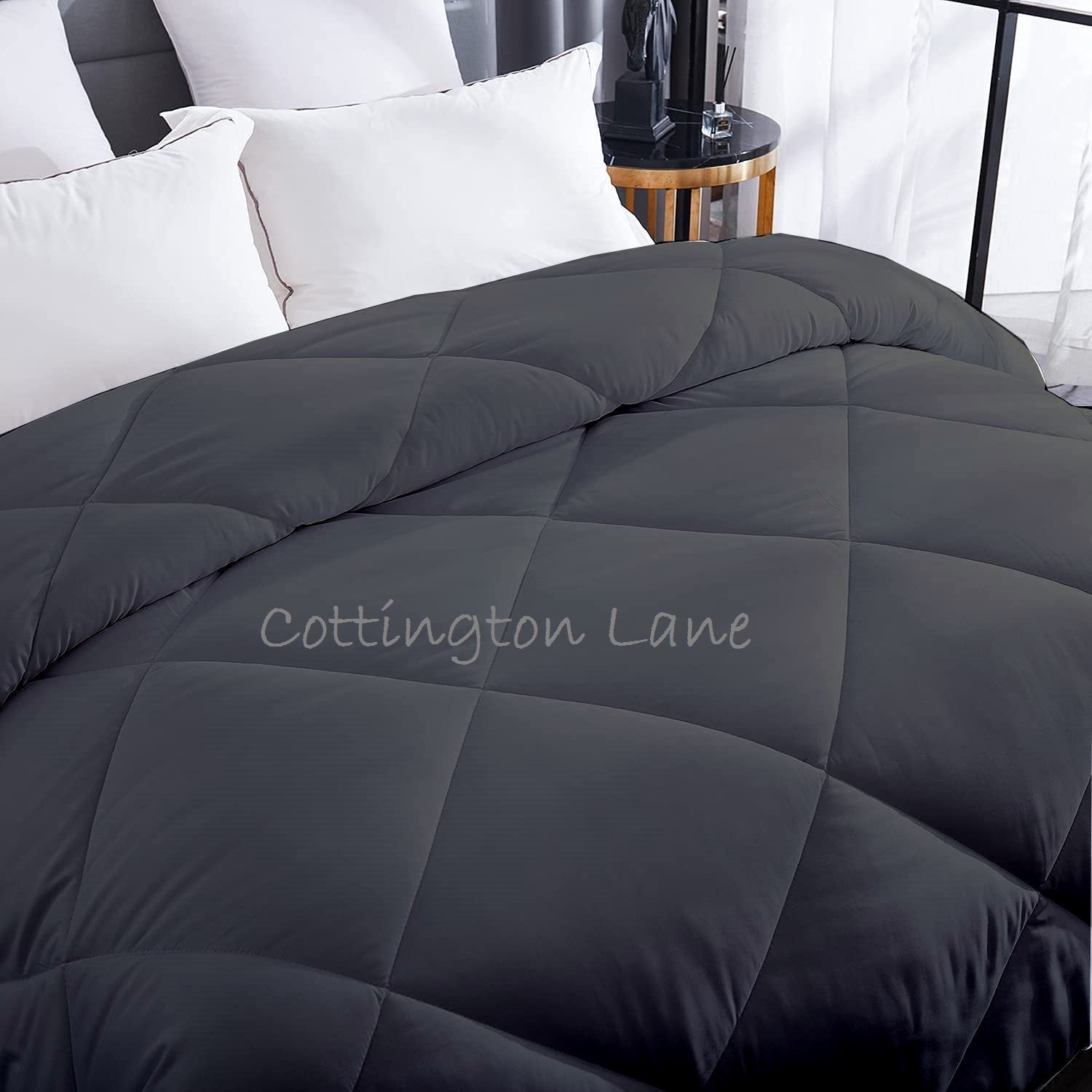 Luxurious Down Alternative Comforter | All Season Warmth Down 1 PC Comforter Set | 100% Microfiber Cover | Down Fiber Duvet Insert | Dark Grey