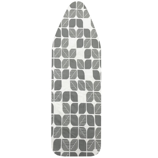 Ironing Board Cover | Heat-Reflective, Scorch & Stain Resistant | Fits Standard Wide Boards | Durable Ironing Mat | Grey Leafs Print