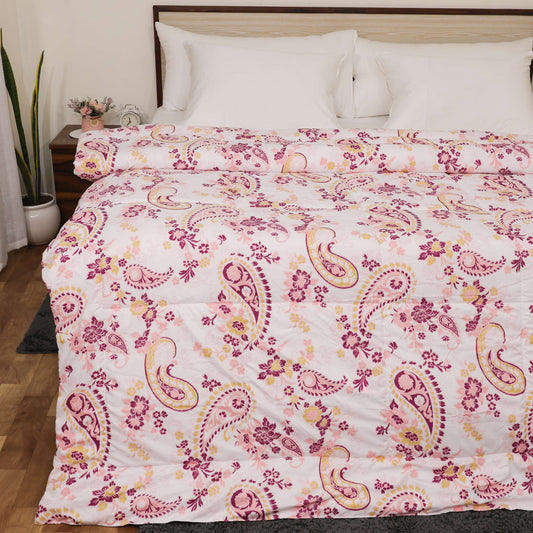Premium Microfiber Duvet Cover Set | Soft, Durable, Wrinkle-Resistant & Easy-Care Bedding (Paisley Pink)