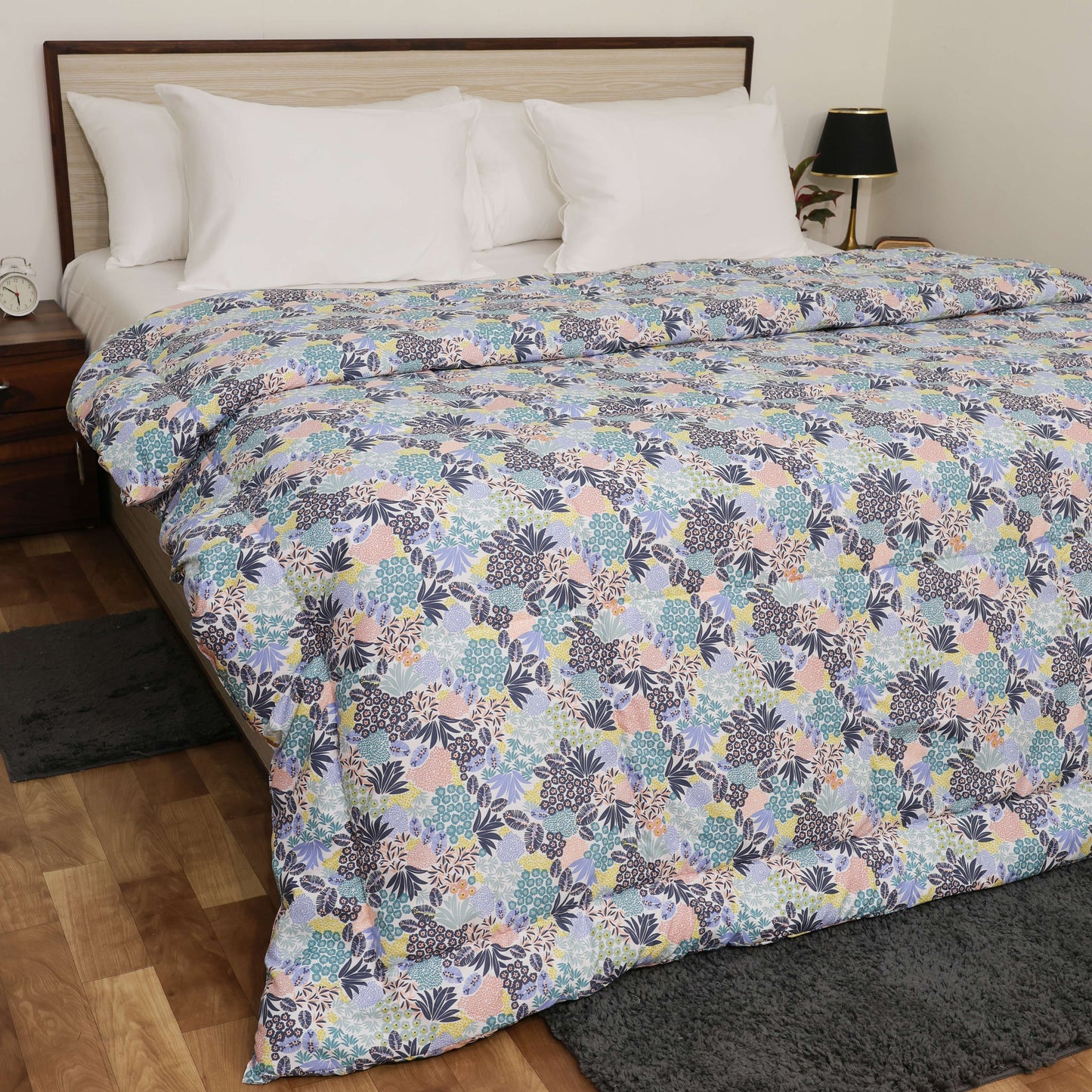 Luxurious Down Alternative AC Comforter | All Season Warmth Down 1 PC Comforter Set | 100% Microfiber Cover | Down Fiber Duvet Insert (Garden Floral)
