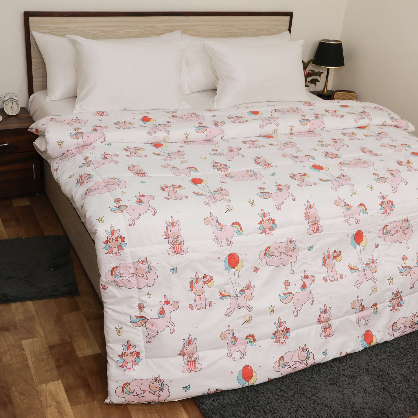 Luxurious Down Alternative AC Comforter | All Season Warmth Down 1 PC Comforter Set | 100% Microfiber Cover | Down Fiber Duvet Insert (Pink Unicorn)