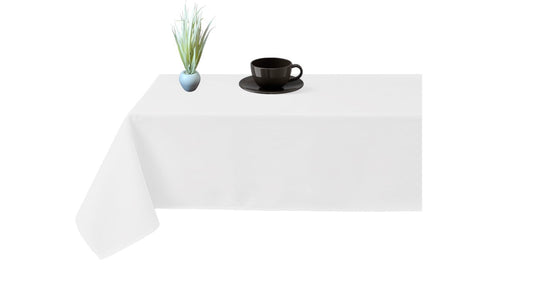 100% Microfiber Table Cover | Washable Rectangle Tablecloth for Parties, Holiday Dinners & Home Use | Durable & Easy-Care Table Cloth | White