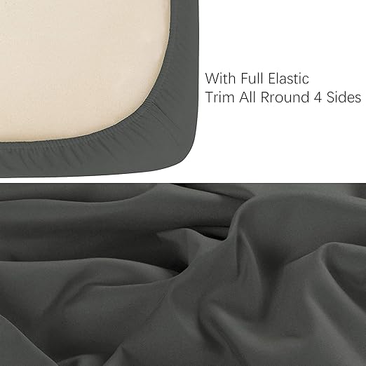 Fitted Cot Crib Sheet | Microfiber Bed Sheets for Newborn Baby Crib Mattress | Deep Pocket All Round Elastic Fitted Crib Sheet for Baby (Dark grey)