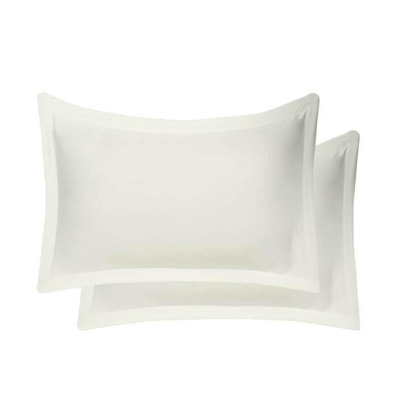 100% Egyptian Cotton Oxford Pillowcases | 400 TC Egyptian Quality Set of 2 Oxford Pillow Cases | Breathable Cool Ultra Silky Soft 2 PC Oxford Pillow Cover, Ivory