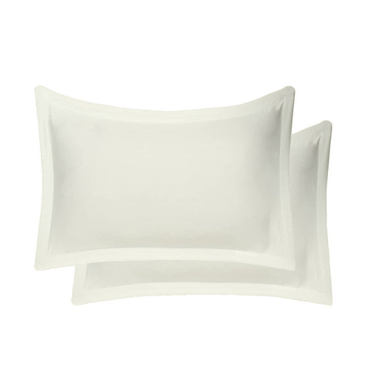 100% Egyptian Cotton Oxford Pillowcases | 400 TC Egyptian Quality Set of 2 Oxford Pillow Cases | Breathable Cool Ultra Silky Soft 2 PC Oxford Pillow Cover, Ivory