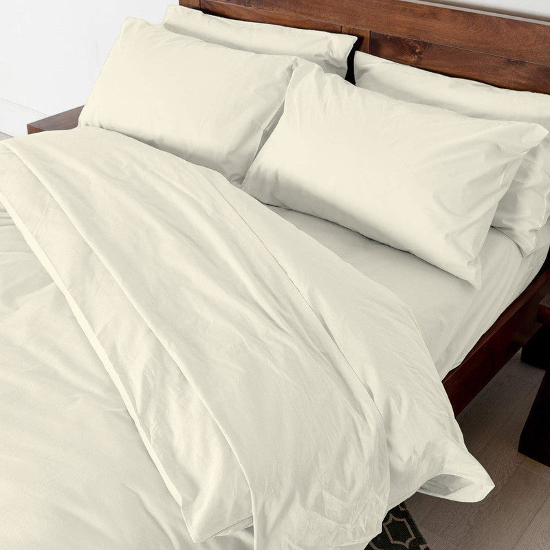 Cotton Duvet Cover – Sateen Weave, Silky Soft & Breathable Bedding Set with Zipper Closure | Long-Staple Cotton Bed Linen | 3-Piece Set (1 Duvet Cover + 2 Pillowcases) - Ivory