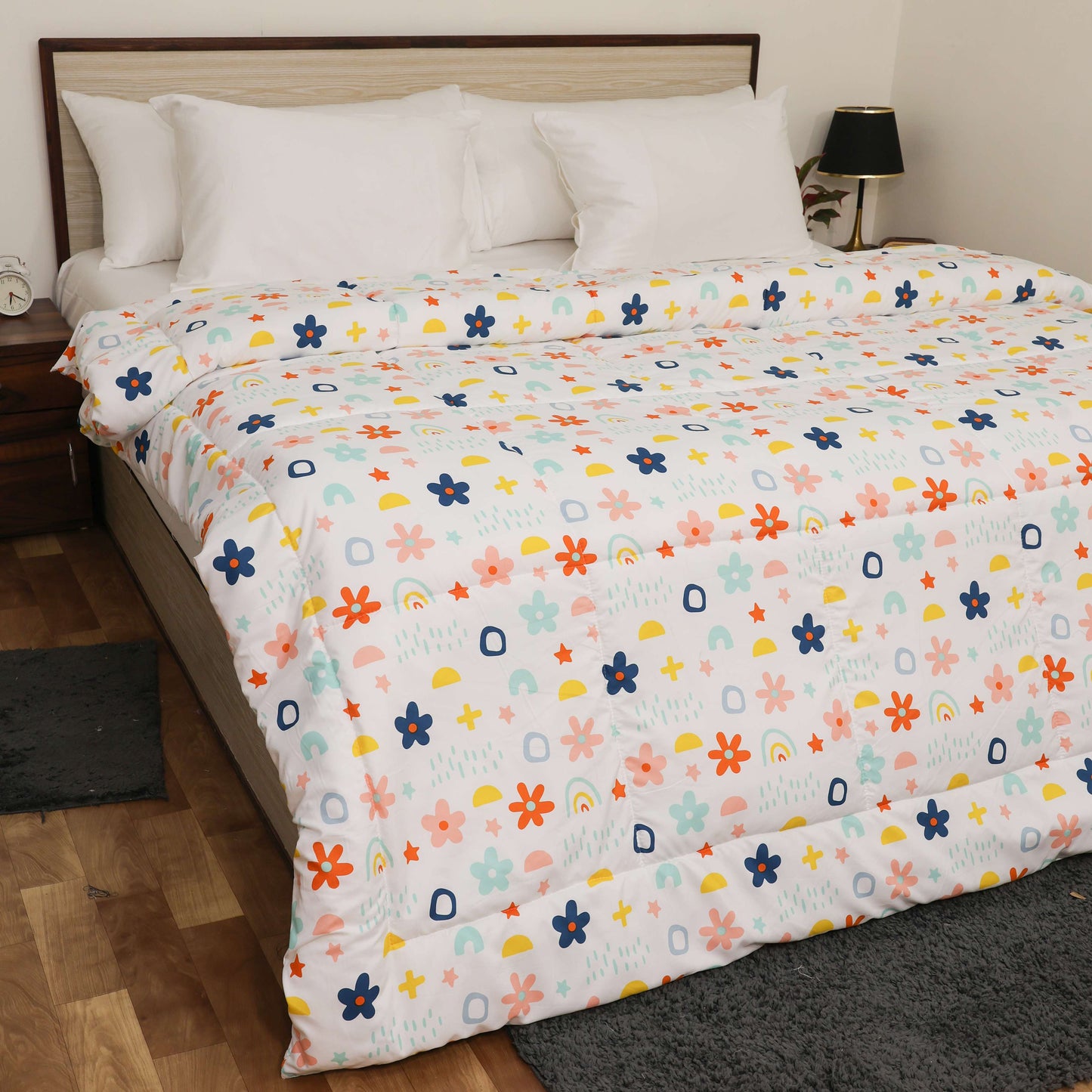 Luxurious Down Alternative AC Comforter | All Season Warmth Down 1 PC Comforter Set | 100% Microfiber Cover | Down Fiber Duvet Insert (Rainbow Splash)
