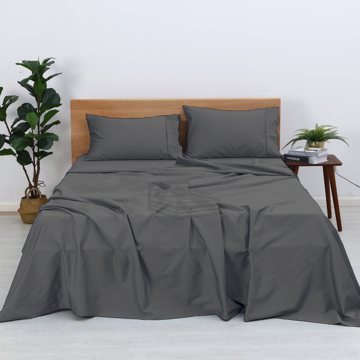 4 Piece Premium Sheet Set - 100% Egyptian Cotton - Soft & Cooling Luxury Hotel Sheets - Dark Grey