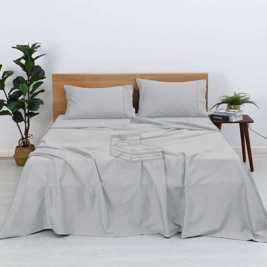 4 Piece Premium Sheet Set - 100% Egyptian Cotton - Soft & Cooling Luxury Hotel Sheets - Light Grey