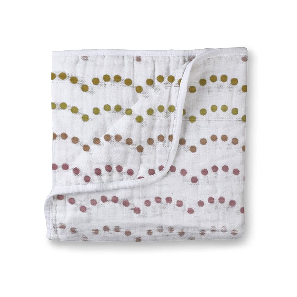 Muslin Cotton 4-Layer Baby Quilt / Dream Blanket | Lightweight Nursery & Crib Blanket for Newborn to 5 Years | For Boys & Girls | 45 x 45 Inch | Baby Shower Gift | Multi Polka